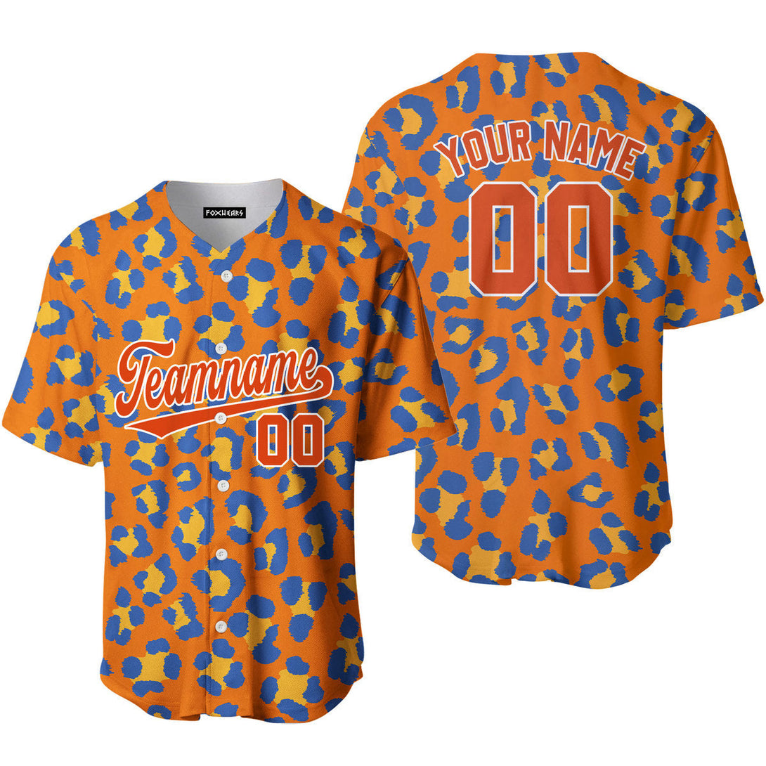 Orange Leopard Pattern Orange White Custom Baseball Jerseys For Men & Women