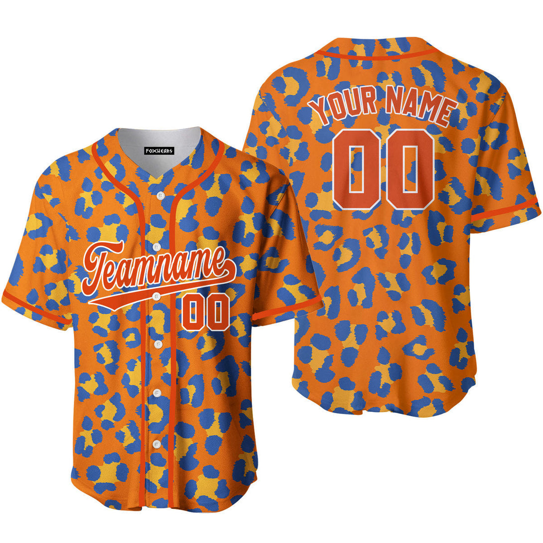 Orange Leopard Pattern Orange White Custom Baseball Jerseys For Men & Women