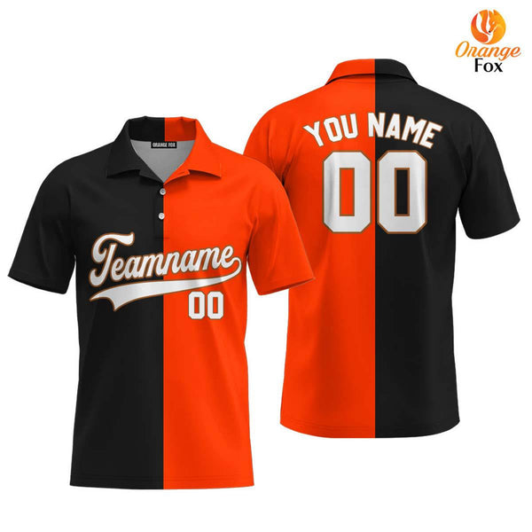 Orange White-Brown Black Split Fashion Custom Polo Shirt For Men