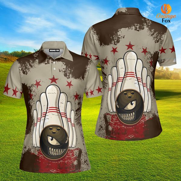 Vintage Bowling Ball Polo Shirt For Women