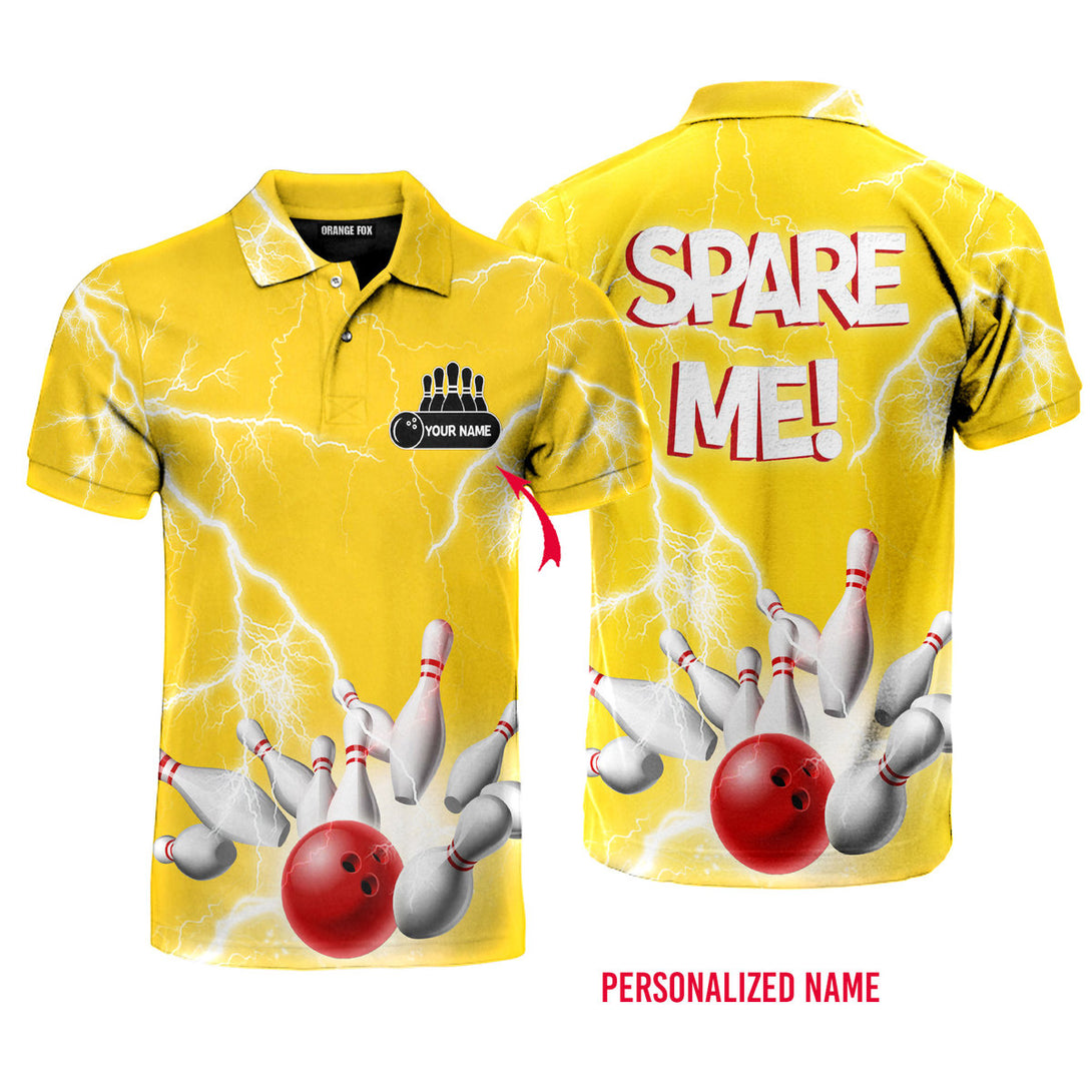 Spare Me Bowling With Light Custom Name Polo Shirt For Men & Women