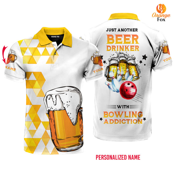Just Another Beer Drinker With Bowling Addiction Custom Name Polo Shirt For Men &amp; Women PN1812