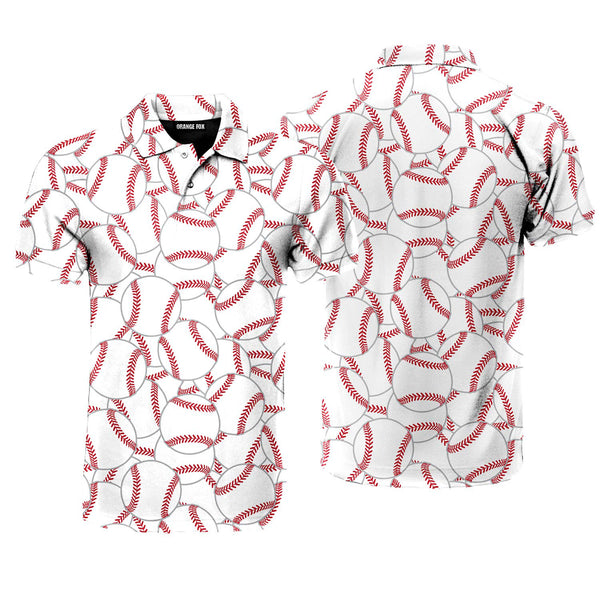 White Tennis Ball Pattern Polo Shirt For Men