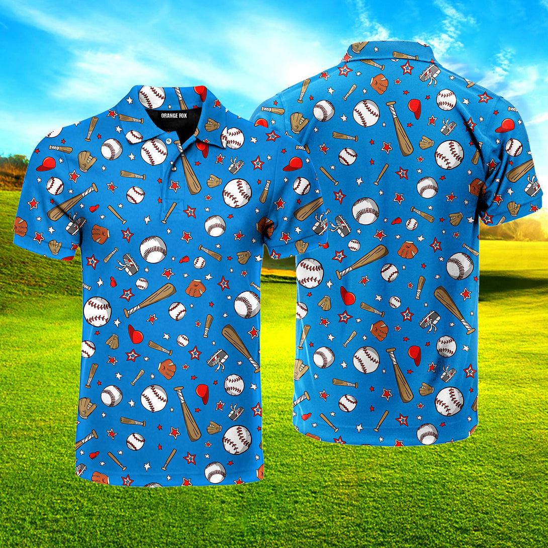 Blue Baseball Sports Polo Shirt For Men