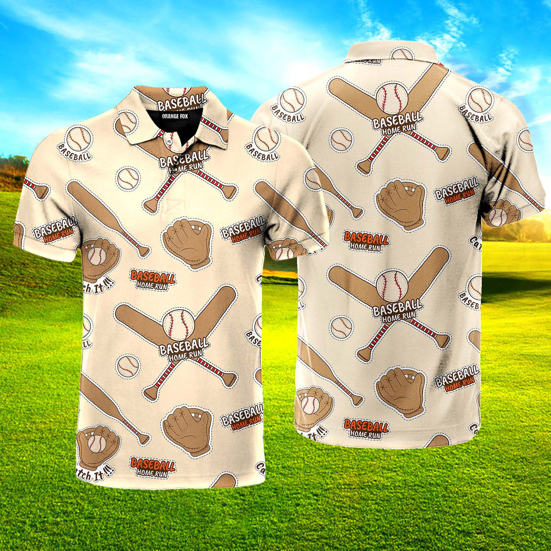 Baseball Home Run Polo Shirt For MenBaseball Home Run Polo Shirt For Men