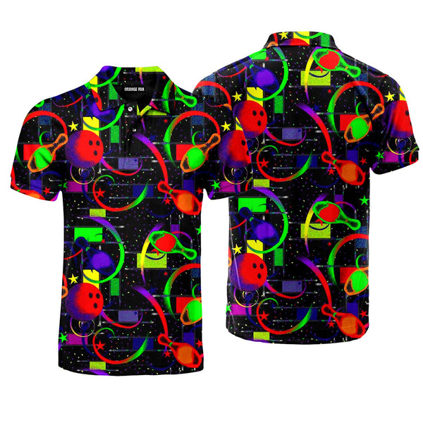 Awesome Bowling In Space Colorful Light Polo Shirt For Men