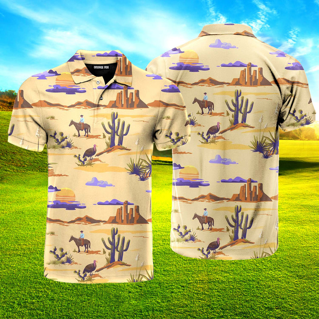 Riding Horse In Dessert Polo Shirt For Men