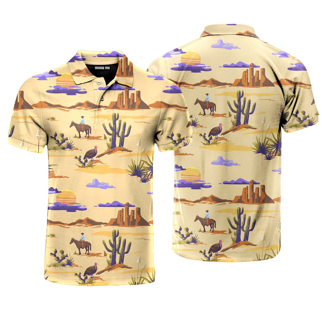 Riding Horse In Dessert Polo Shirt For Men