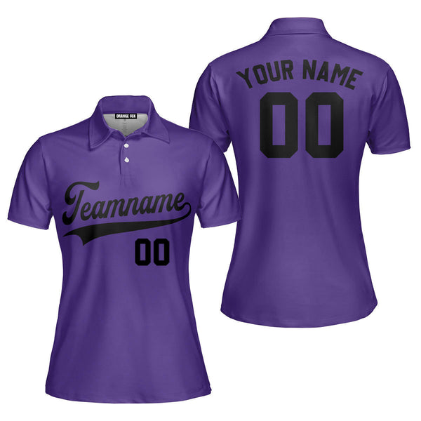 Custom Black And Purple Custom Polo Shirt For Women