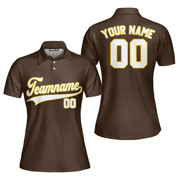 Custom Brown White - Yellow Custom Polo Shirt For Women