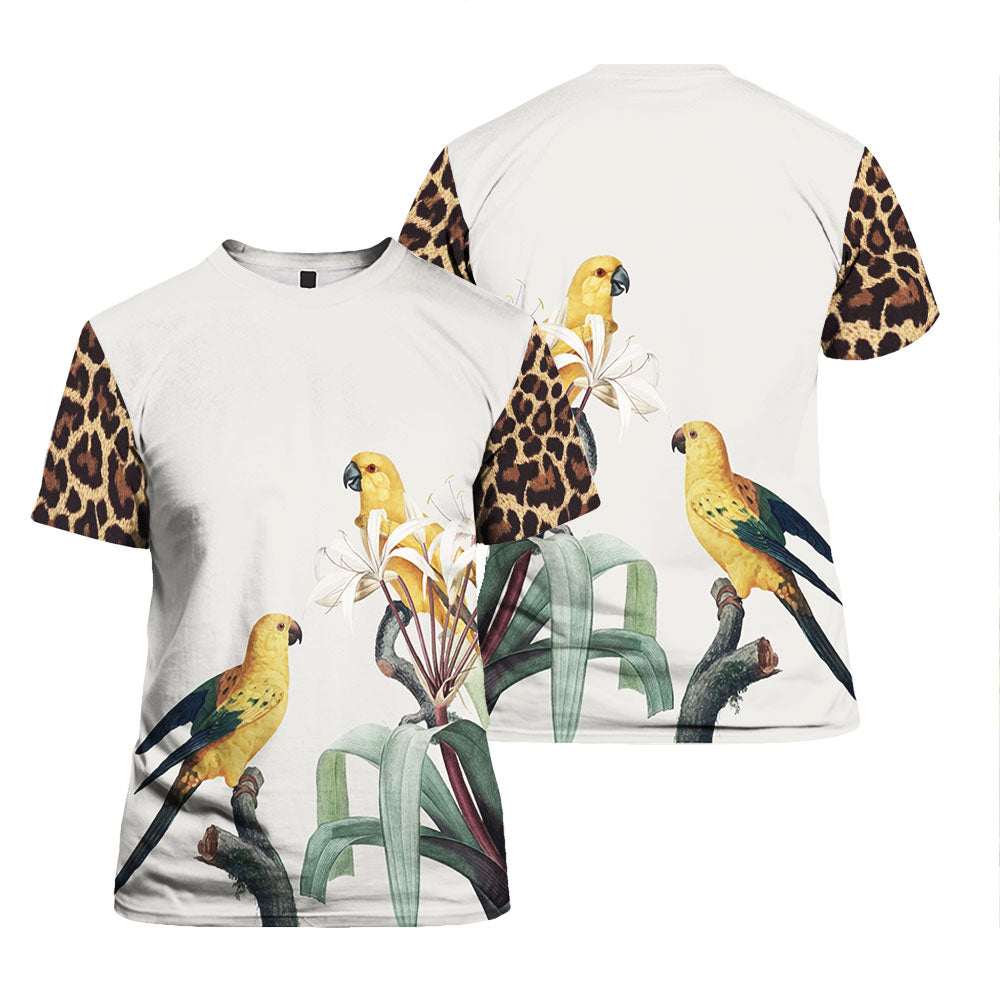 Parrot With Leopard Skin T-Shirt For Men & Women