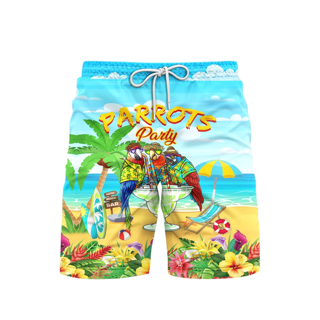 Parrots Party Drink Cocktail Holidays Beach Shorts For Men