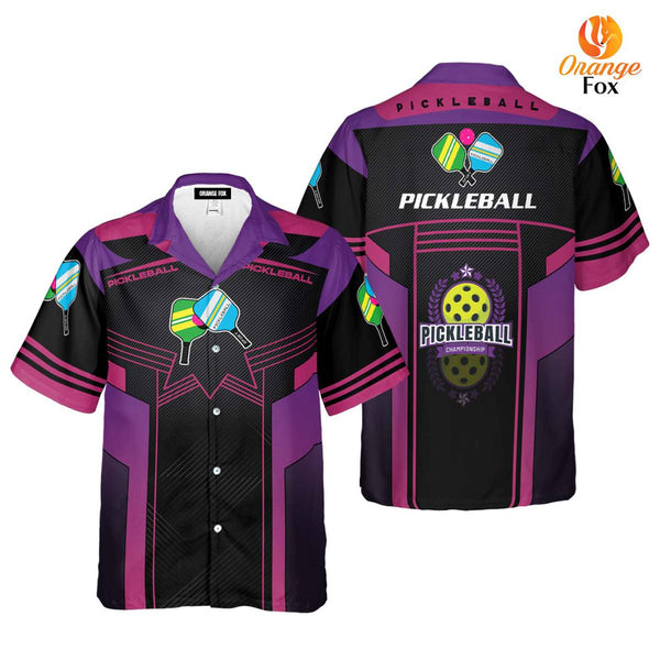 Pickleball Black And Purple Pickleball Paddles Hawaiian Shirt For Men & Women