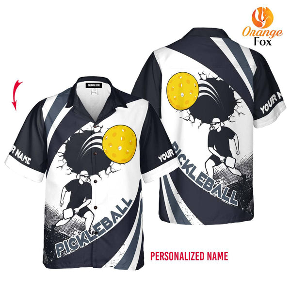 Pickleball Black And White Custom Name Hawaiian Shirt For Men & Women