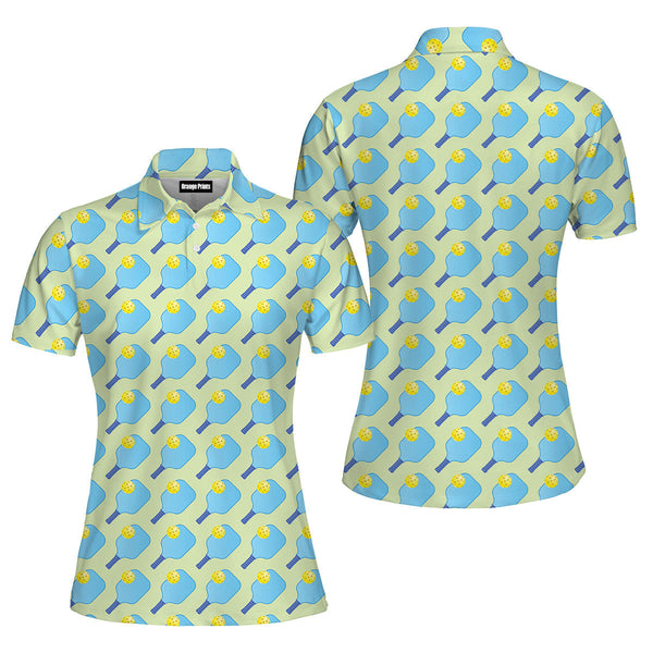 Pickleball Blue Nature Polo Shirt For Women