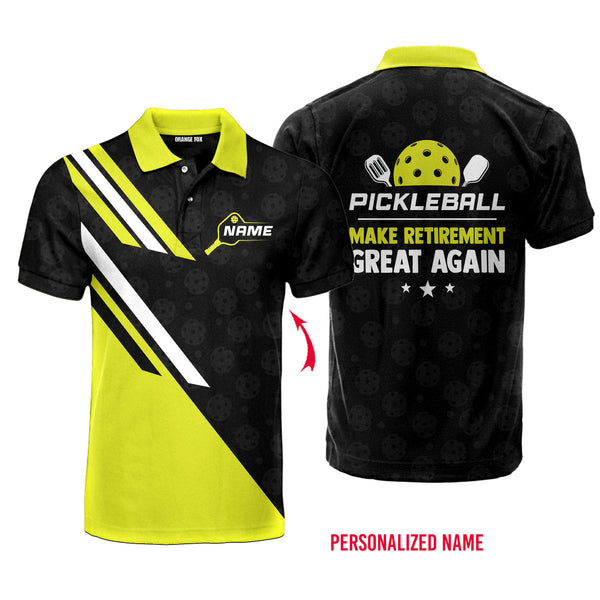 Pickleball Make Retirement Great Again Green Black Custom Name Polo Shirt For Men & Women PN1784