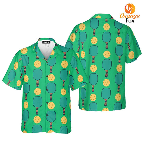 Pickleball Paddles Green Pattern Aloha Hawaiian Shirt For Men & Women