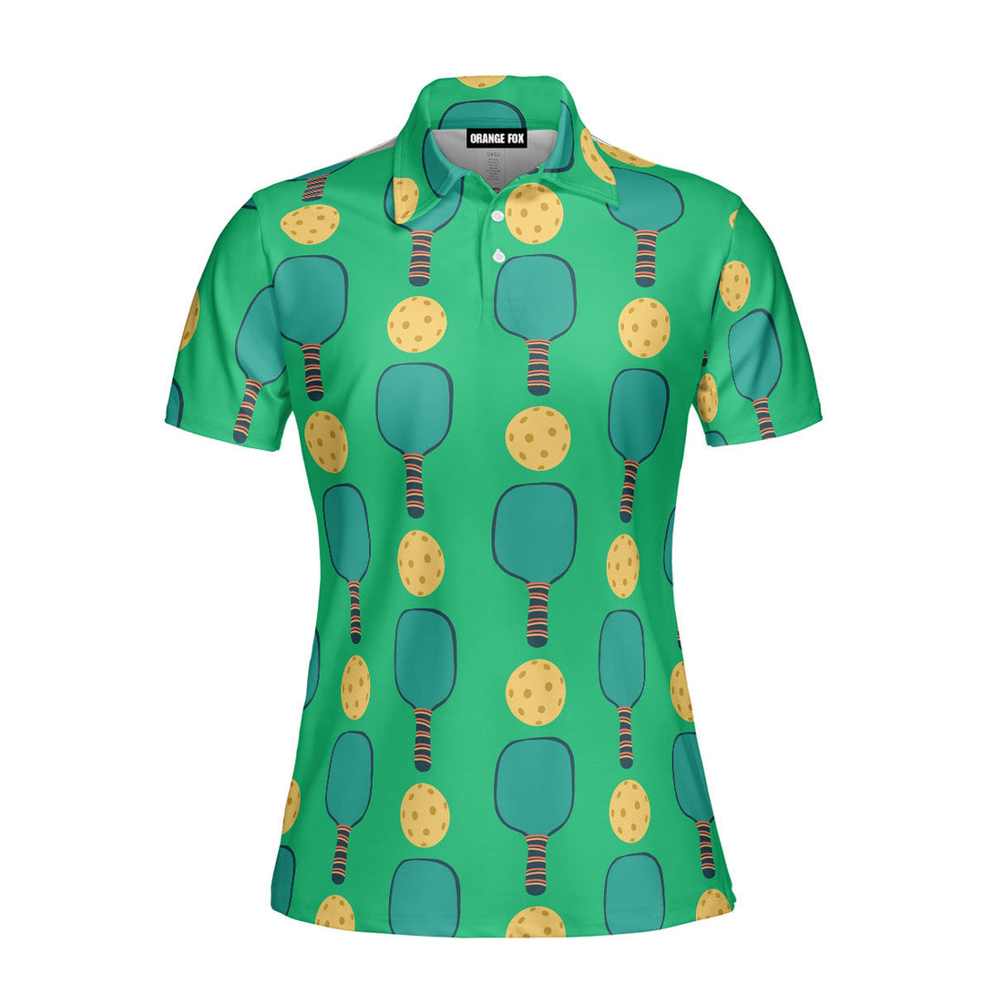 Pickleball Paddles Green Polo Shirt For Women