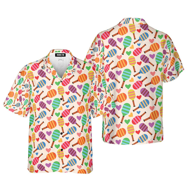 Pickleball Paddles With Hearts Pattern Aloha Hawaiian Shirt For Men & Women