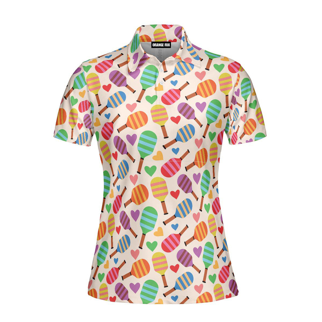 Pickleball Paddles With Hearts Polo Shirt For Women