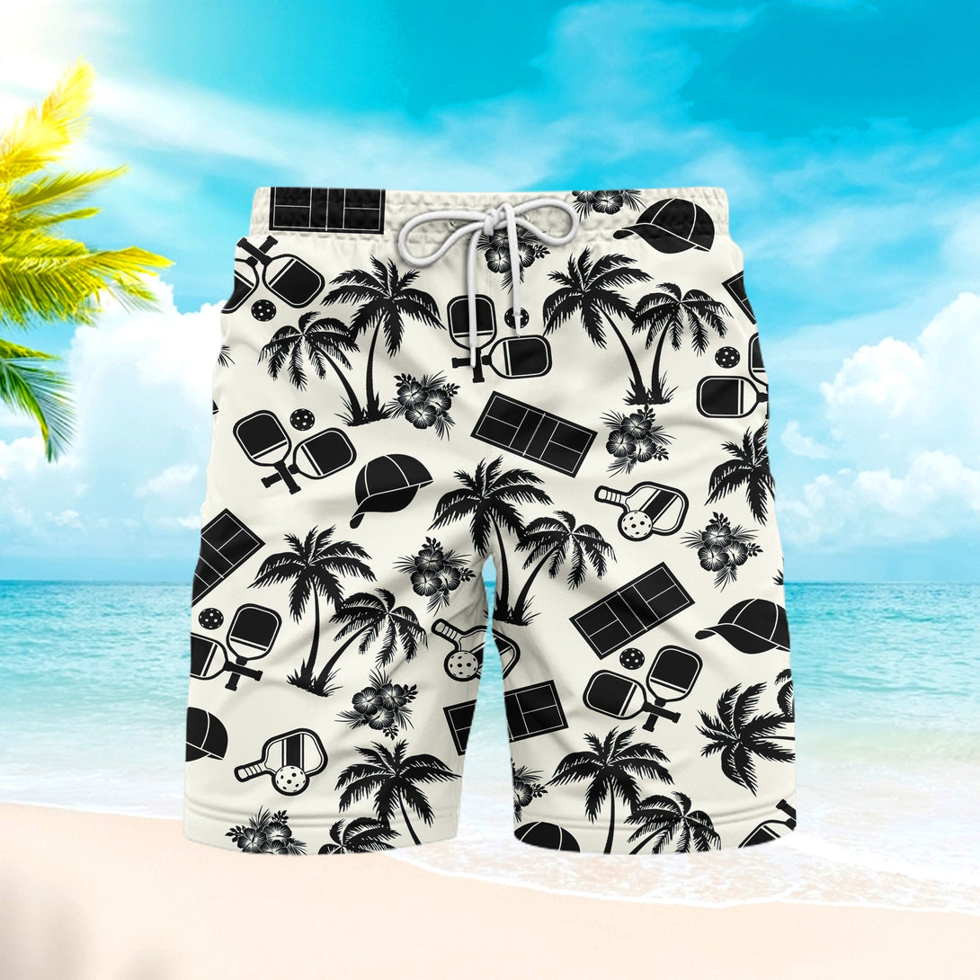 Pickleball Palm Tree Beach Shorts For Men