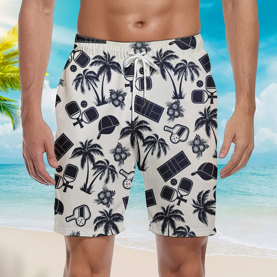 Pickleball Palm Tree Beach Shorts For Men