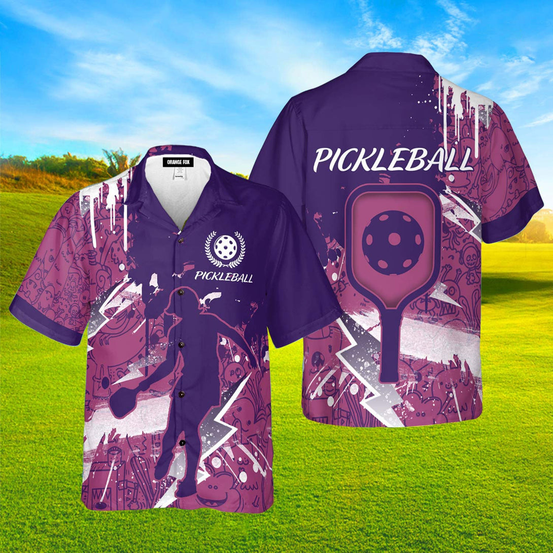 Pickleball Player Purple Pink Hawaiian Shirt For Men & Women