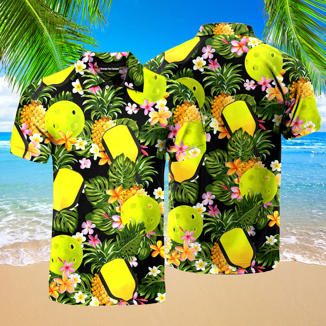 Pickleball Sport Pineapple Tropical Polo Shirt For Men