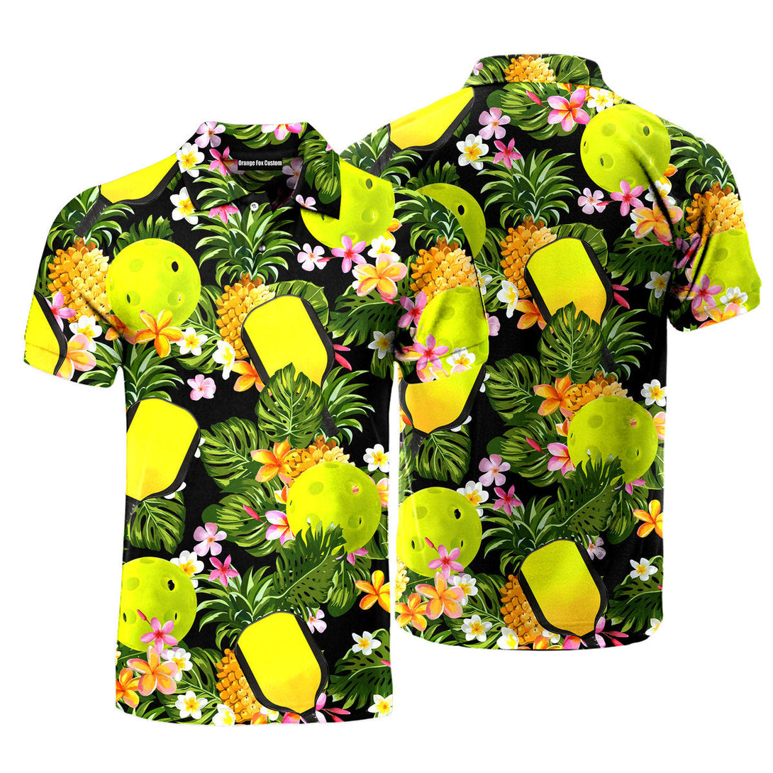 Pickleball Sport Pineapple Tropical Polo Shirt For Men