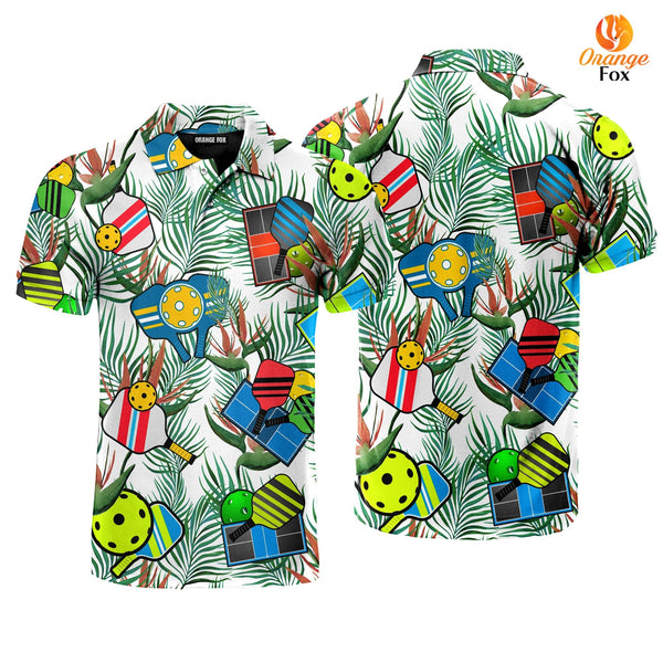 Pickleball Tropical Polo Shirt For Men