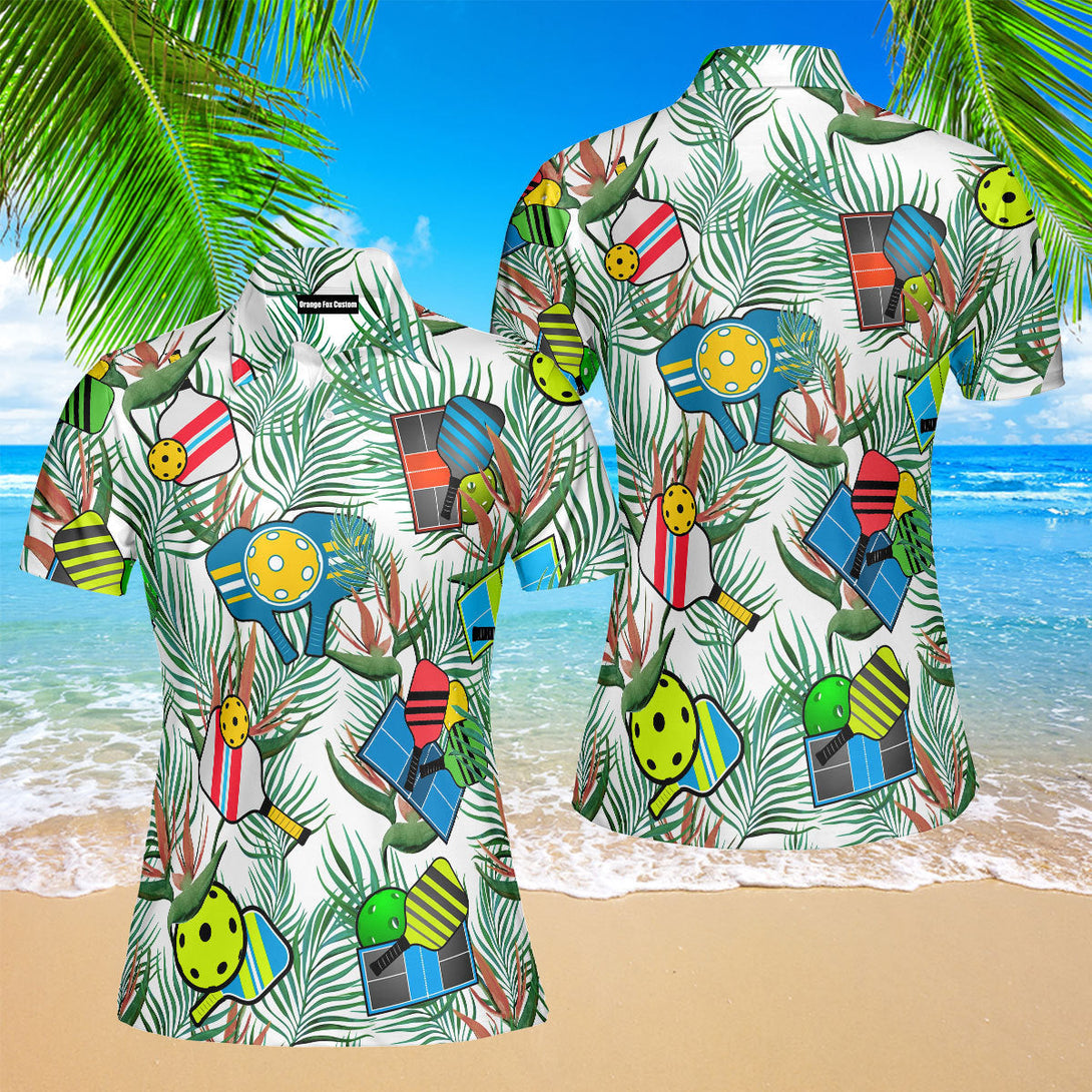Pickleball Tropical Polo Shirt For Women