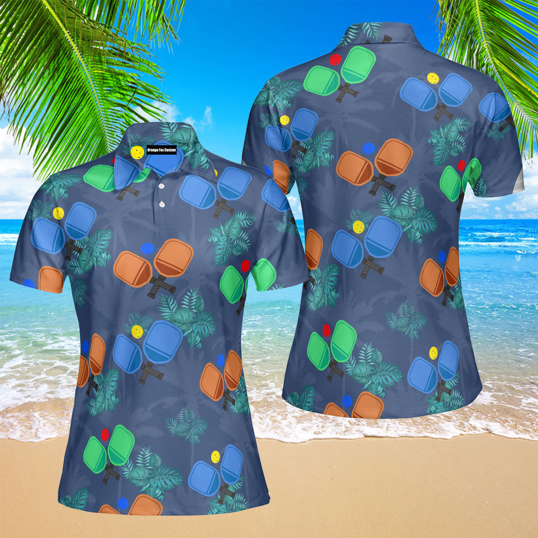 Pickleball Tropical Polo Shirt For Women