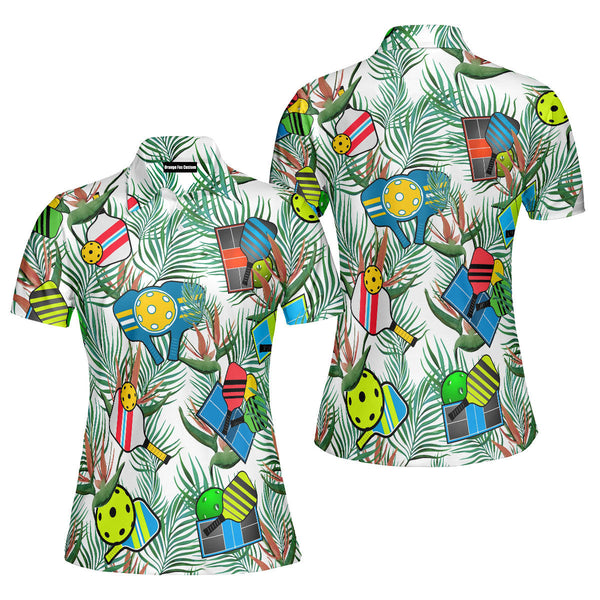 Pickleball Tropical Polo Shirt For Women