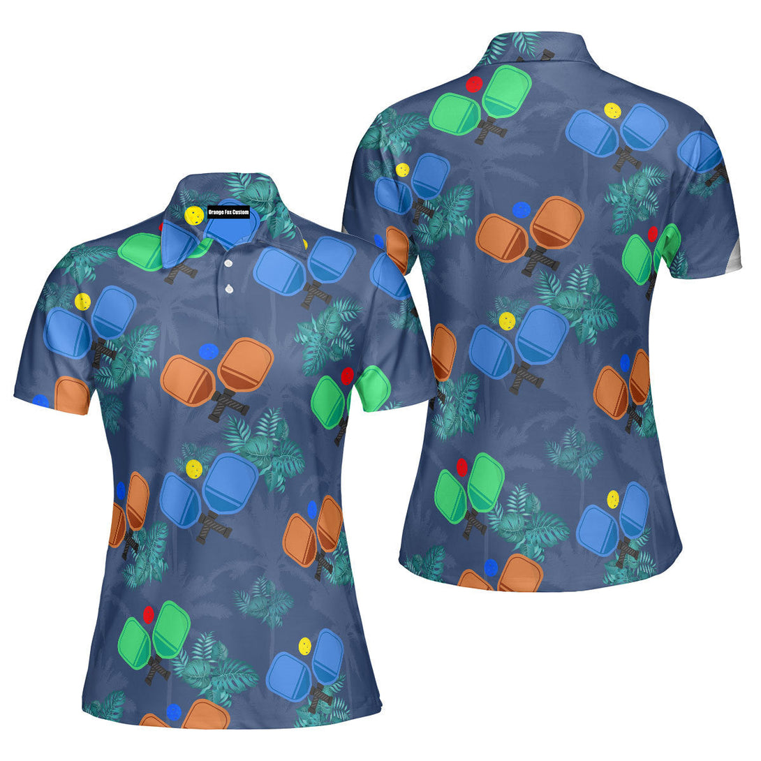 Pickleball Tropical Polo Shirt For Women