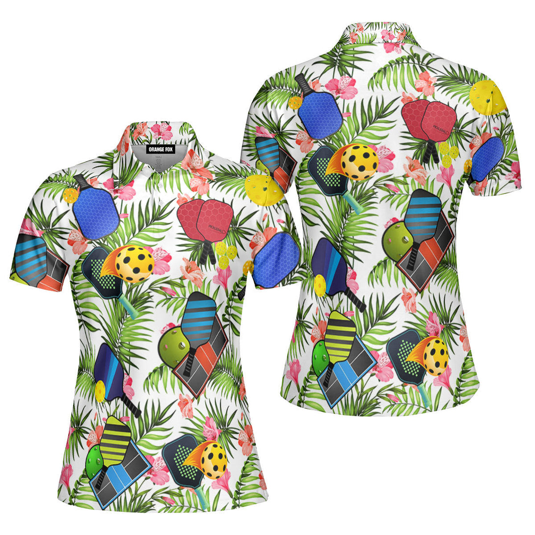 Pickleball Tropical Polo Shirt For Women