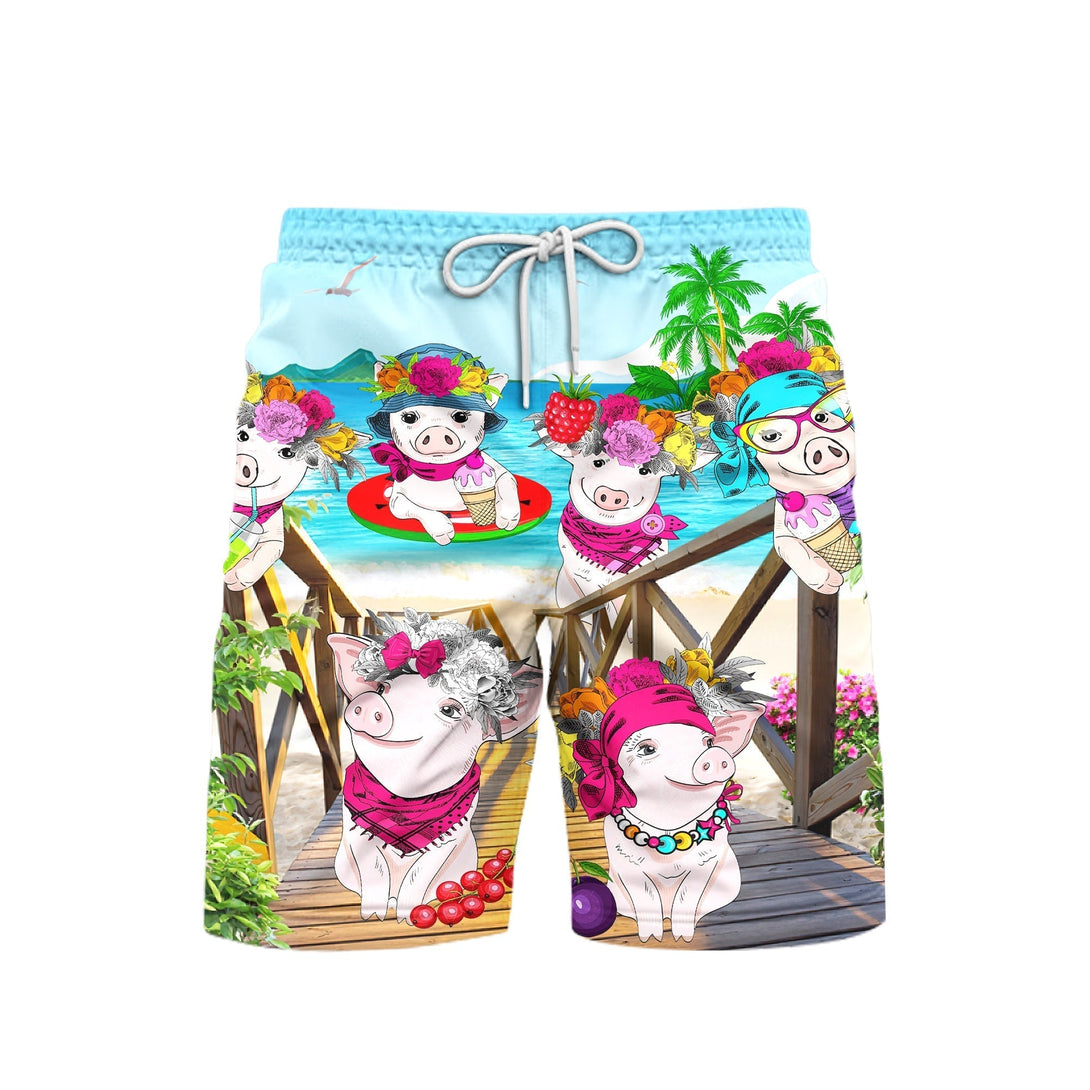 Pig Colorful On Beach Beach Shorts For Men
