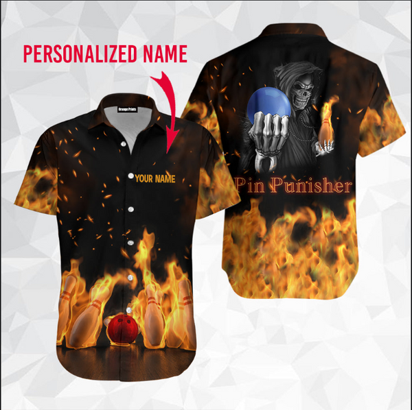 Pin Punisher Bowling Custom Name Hawaiian Shirt For Men & Women