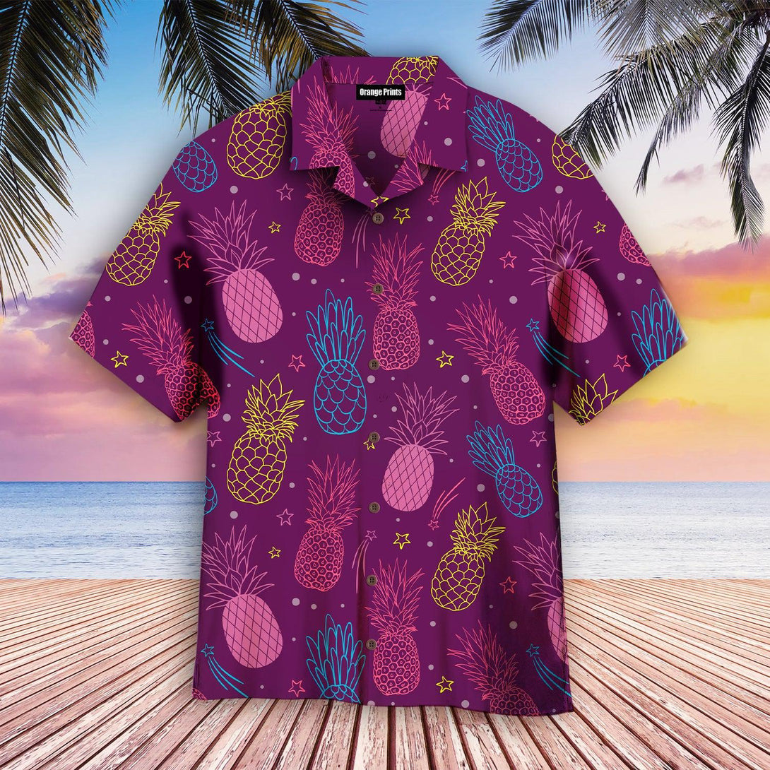 Pineapple Party Purple Summer Tropical Hawaiian Shirt For Men & Women