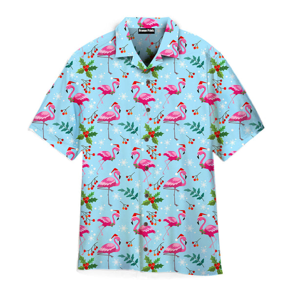 Pink Flamingo Merry Christmas Aloha Hawaiian Shirts For Men & For Women