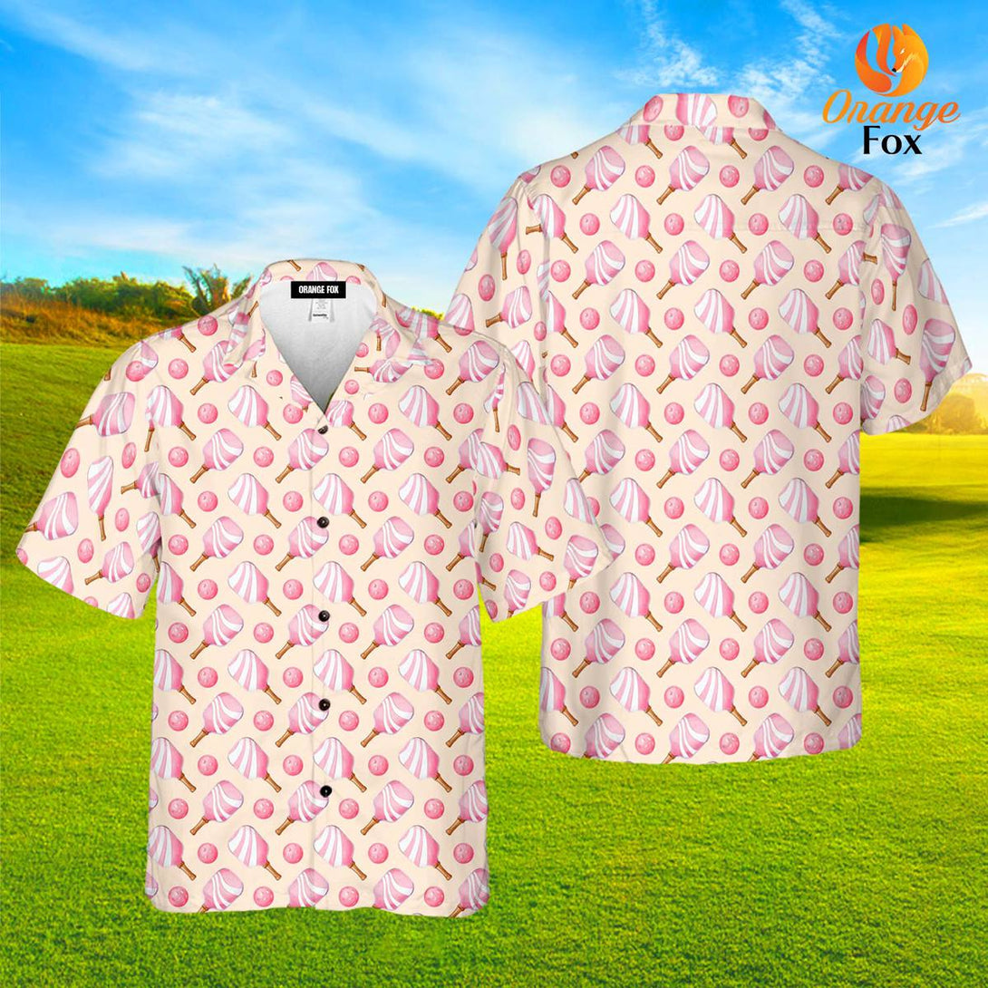 Pink Pickleball Paddles Pattern Aloha Hawaiian Shirts For Men & Women