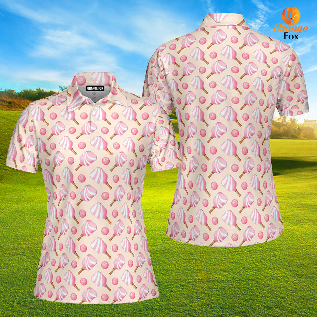 Pink Pickleball Paddles Polo Shirt For Women