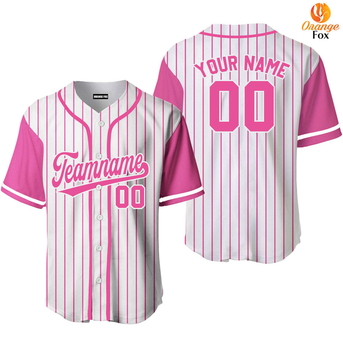 Pink White Pinstripe Raglan Custom Name Baseball Jerseys For Men & Women