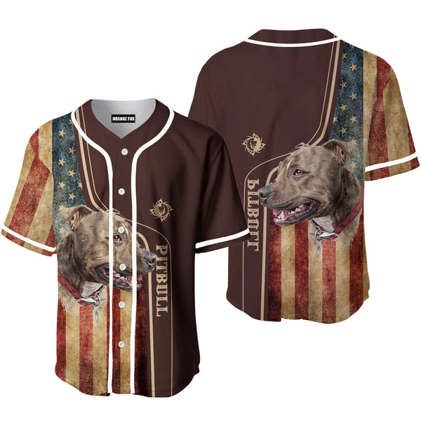 Pitbull Dog American Flag Baseball Jersey For Men & Women
