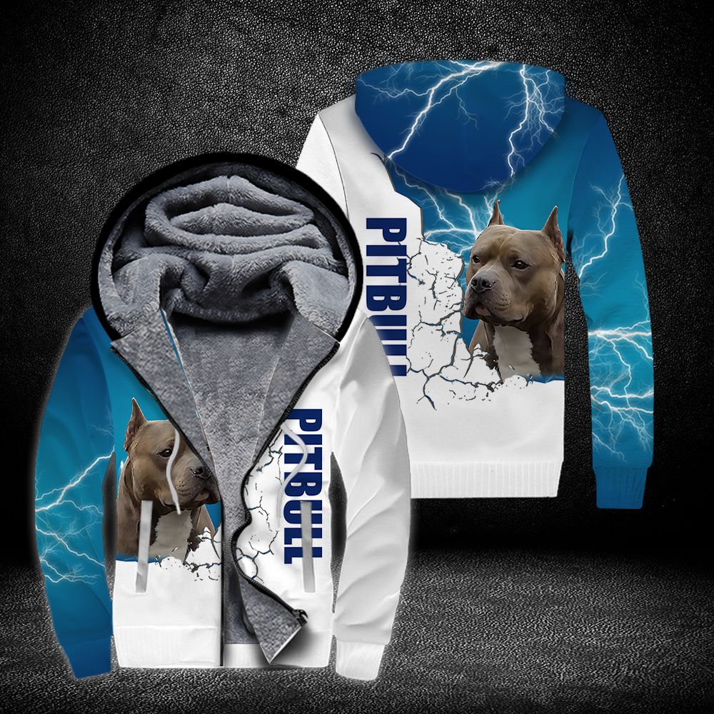 Pitbull Dog Fleece Zip Hoodie For Men & Women