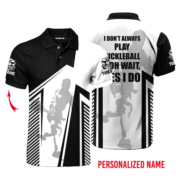 Play Pickleball Yes I Do - Pickle Lovers - Black And White Custom Name Polo Shirt For Men & Women PN1778