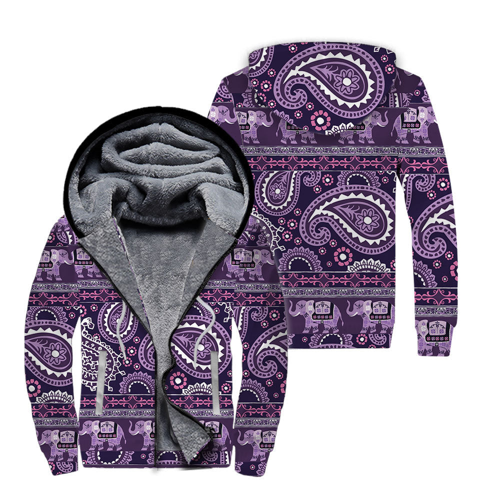 Psychedelic Elephant Fleece Zip Hoodie For Men & Women