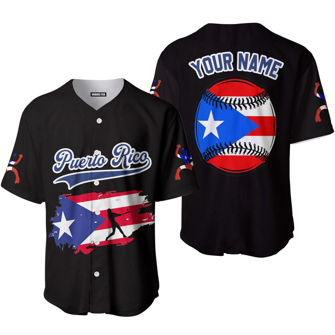 Puerto Rico Baseball Black Blue White Custom Name Baseball Jerseys For Men & Women