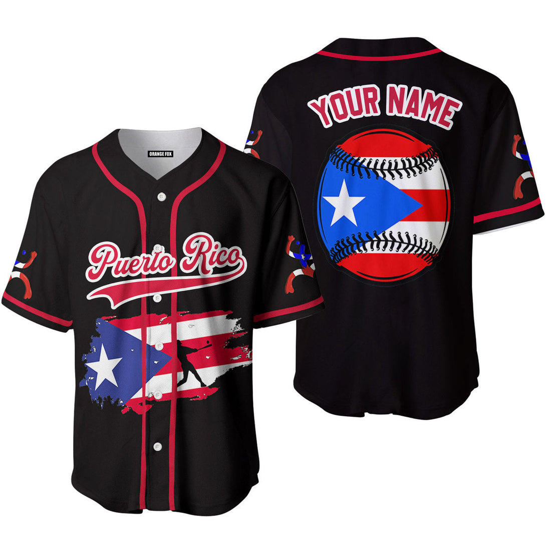 Puerto Rico Baseball Black Red White Custom Name Baseball Jerseys For Men & Women