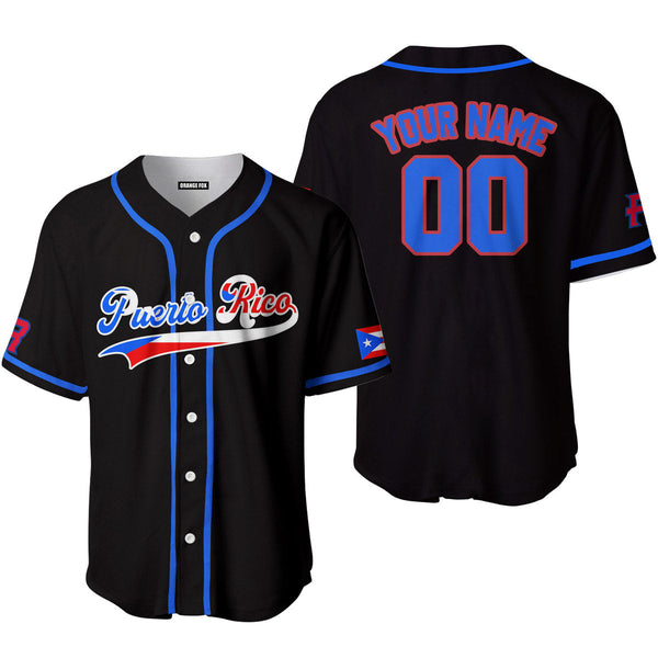 Puerto Rico Black Blue Red Custom Name Baseball Jerseys For Men & Women