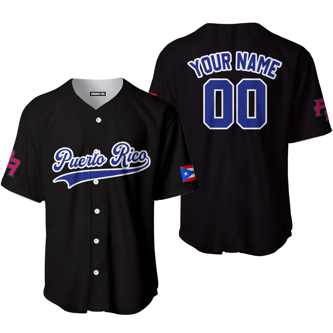 Puerto Rico Black Blue White Custom Name Baseball Jerseys For Men & Women